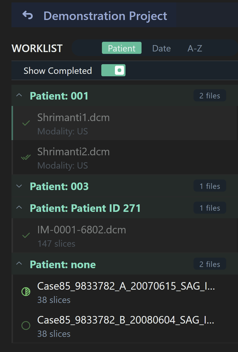 The Worklist section